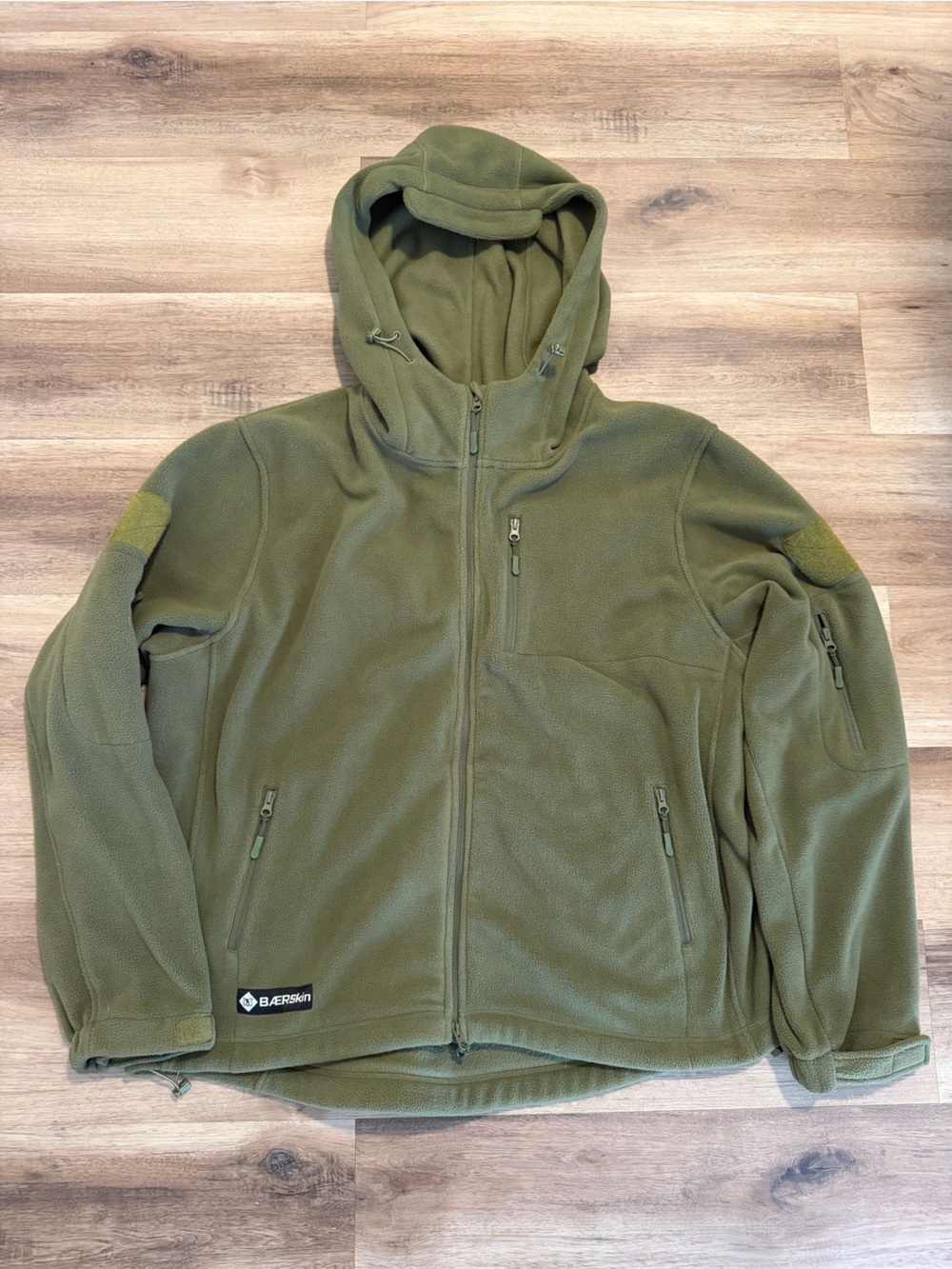 Baerskin Tactical Hoodie Army Green Hunting Fishing Full Zip Fleece Fleece